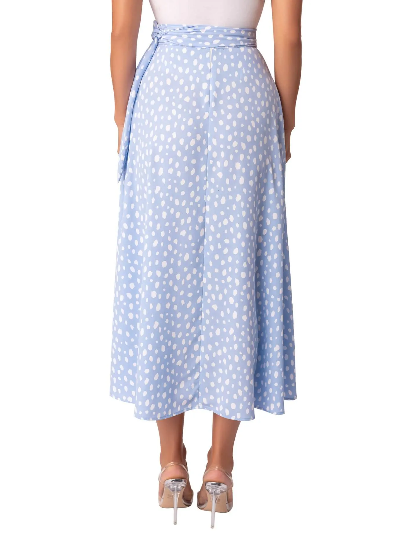 “The Waves” Polka Dot Asymmetric Midi Skirt