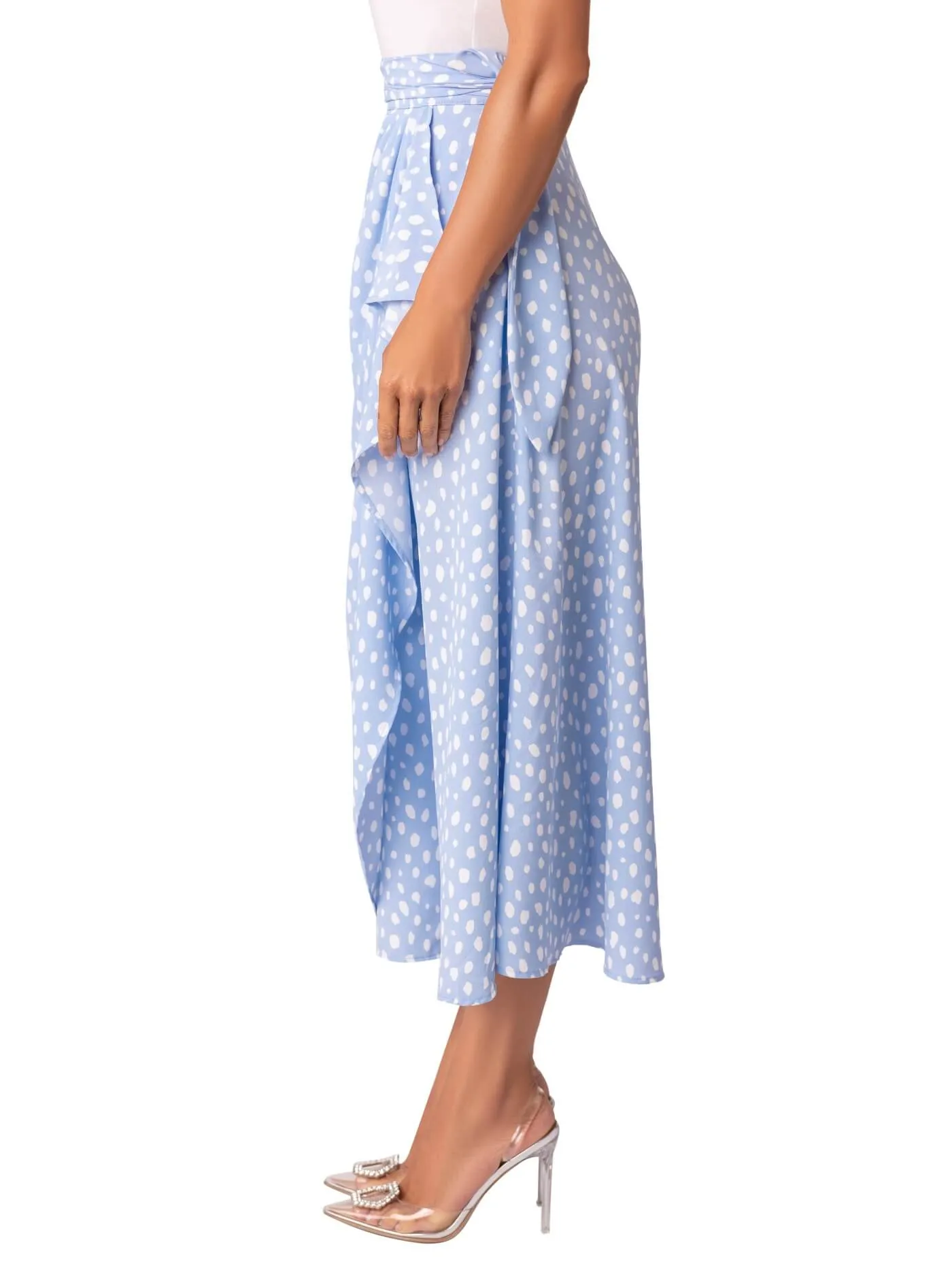 “The Waves” Polka Dot Asymmetric Midi Skirt