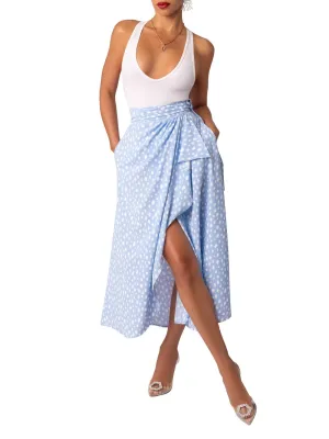 “The Waves” Polka Dot Asymmetric Midi Skirt