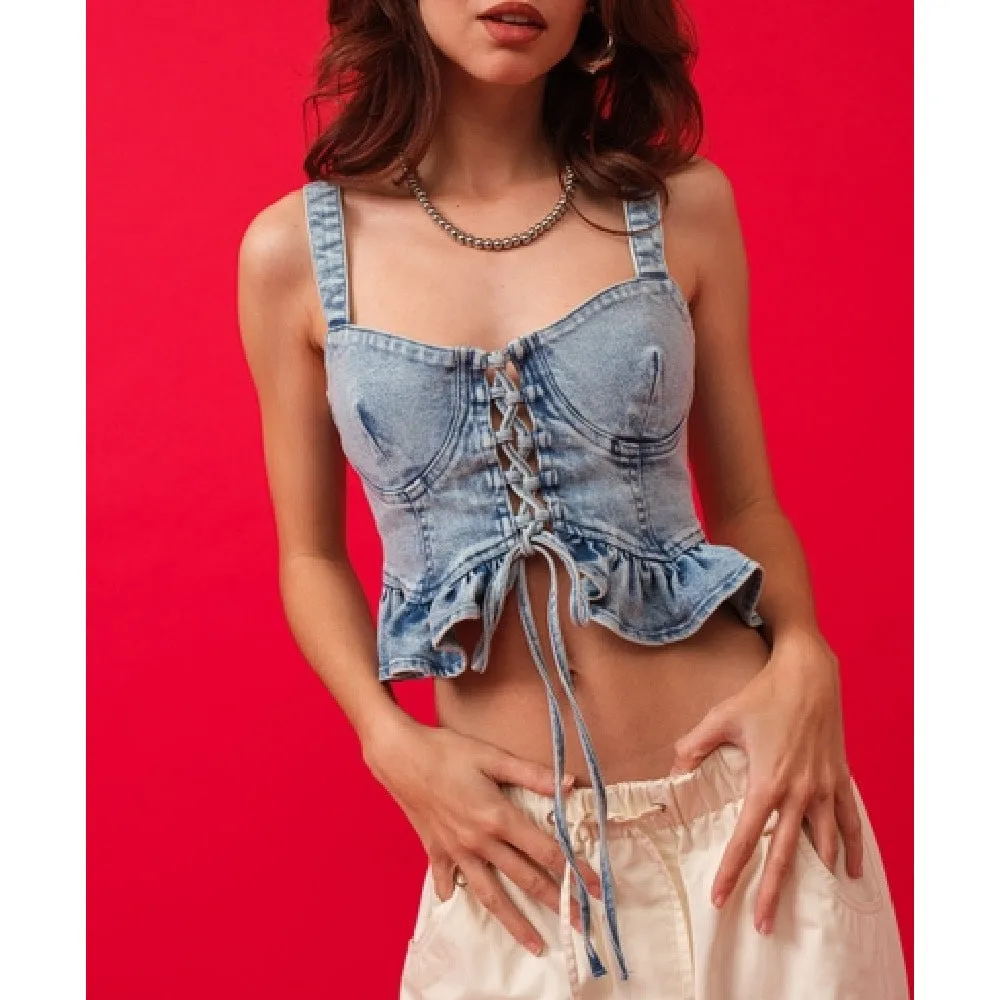 Thinking Of You Corset Denim Top