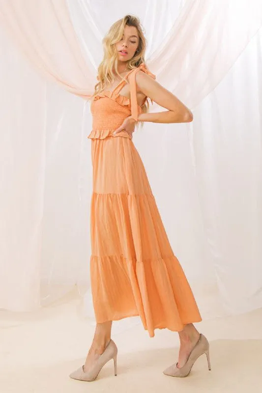 Tie Strap Dress - Peach | Bella Chic