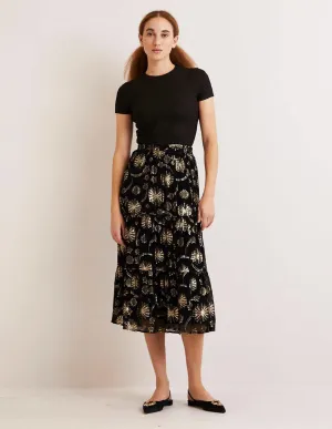 Tiered Midi Skirt-Lurex Jacquard