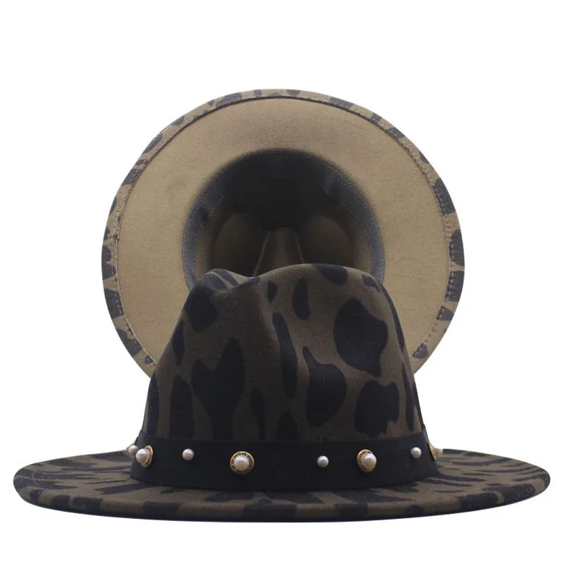 Top Hat Cows Pattern Woolen Hat Female Fedora Fedora Hat Outdoor Travel Hat