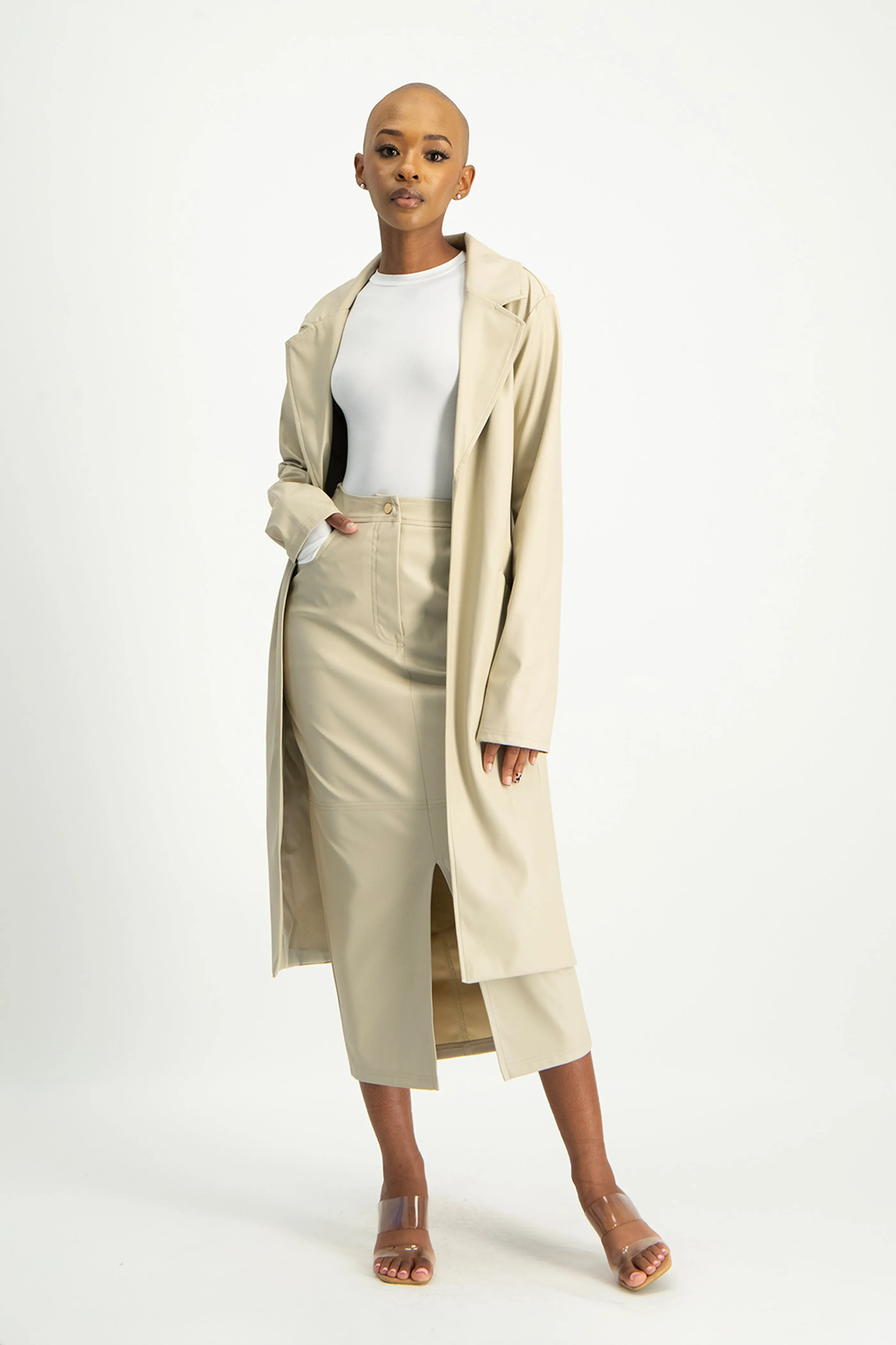 Tori Faux Leather Skirt - Ivory