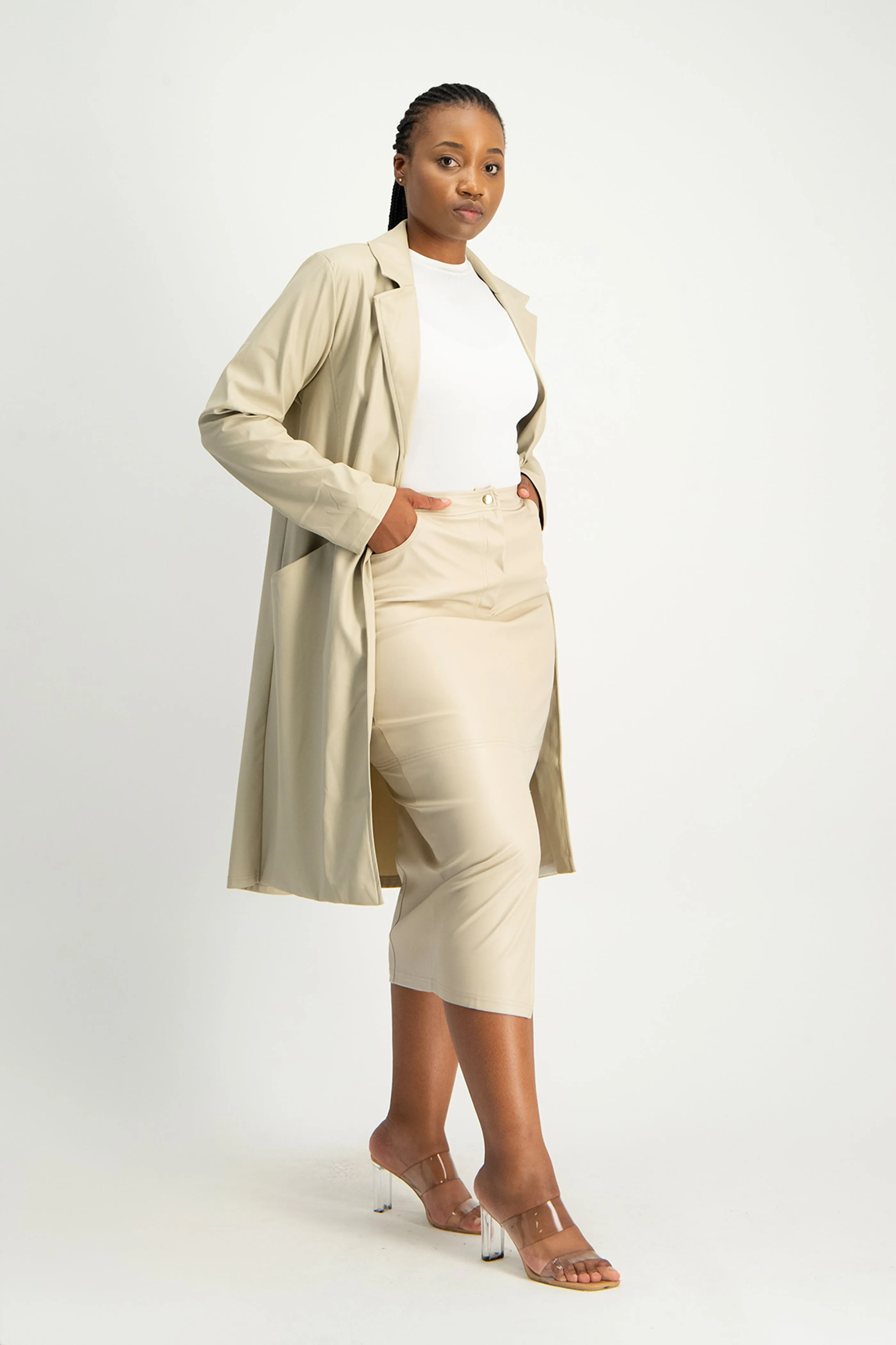 Tori Faux Leather Skirt - Ivory