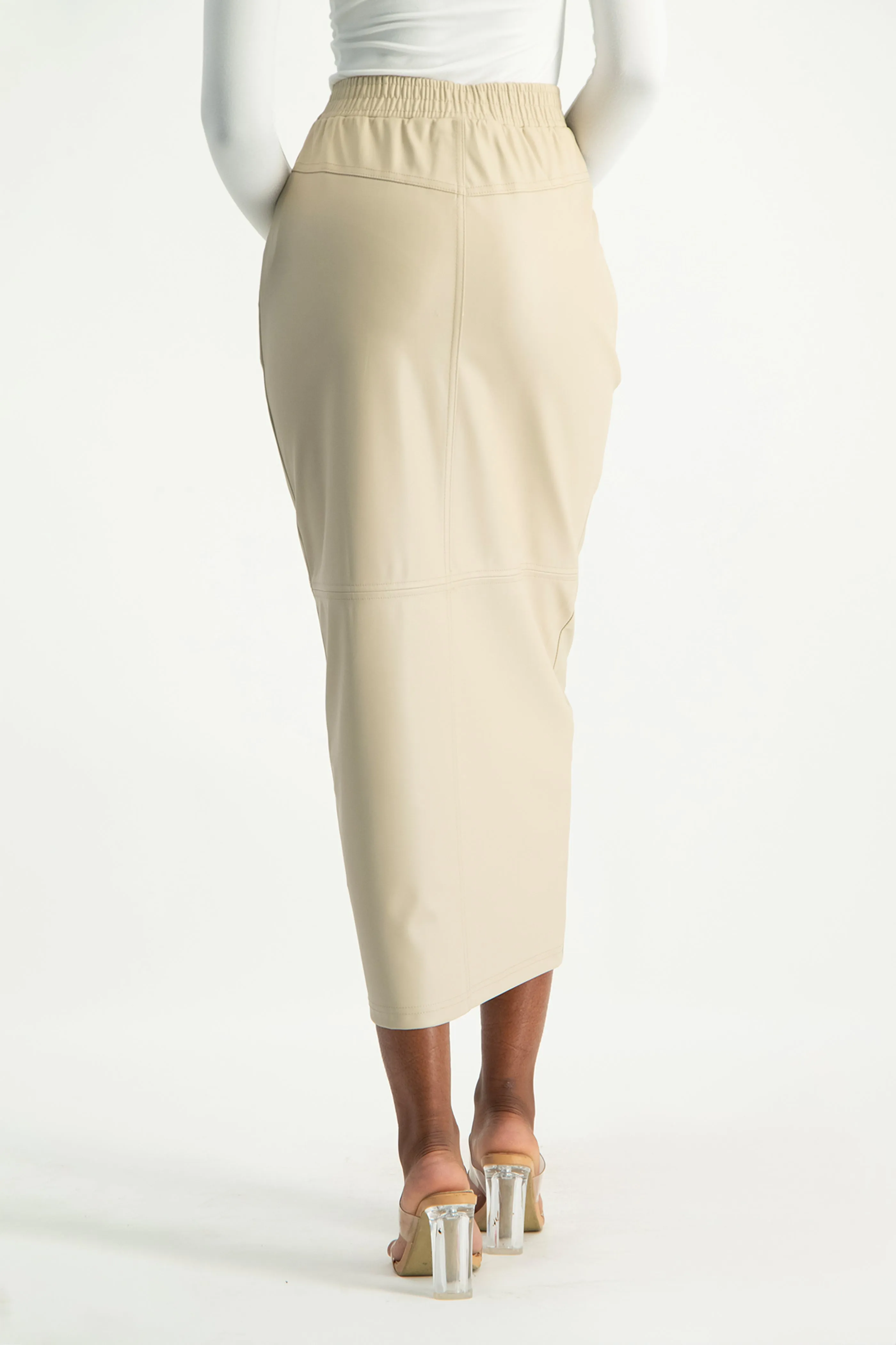 Tori Faux Leather Skirt - Ivory
