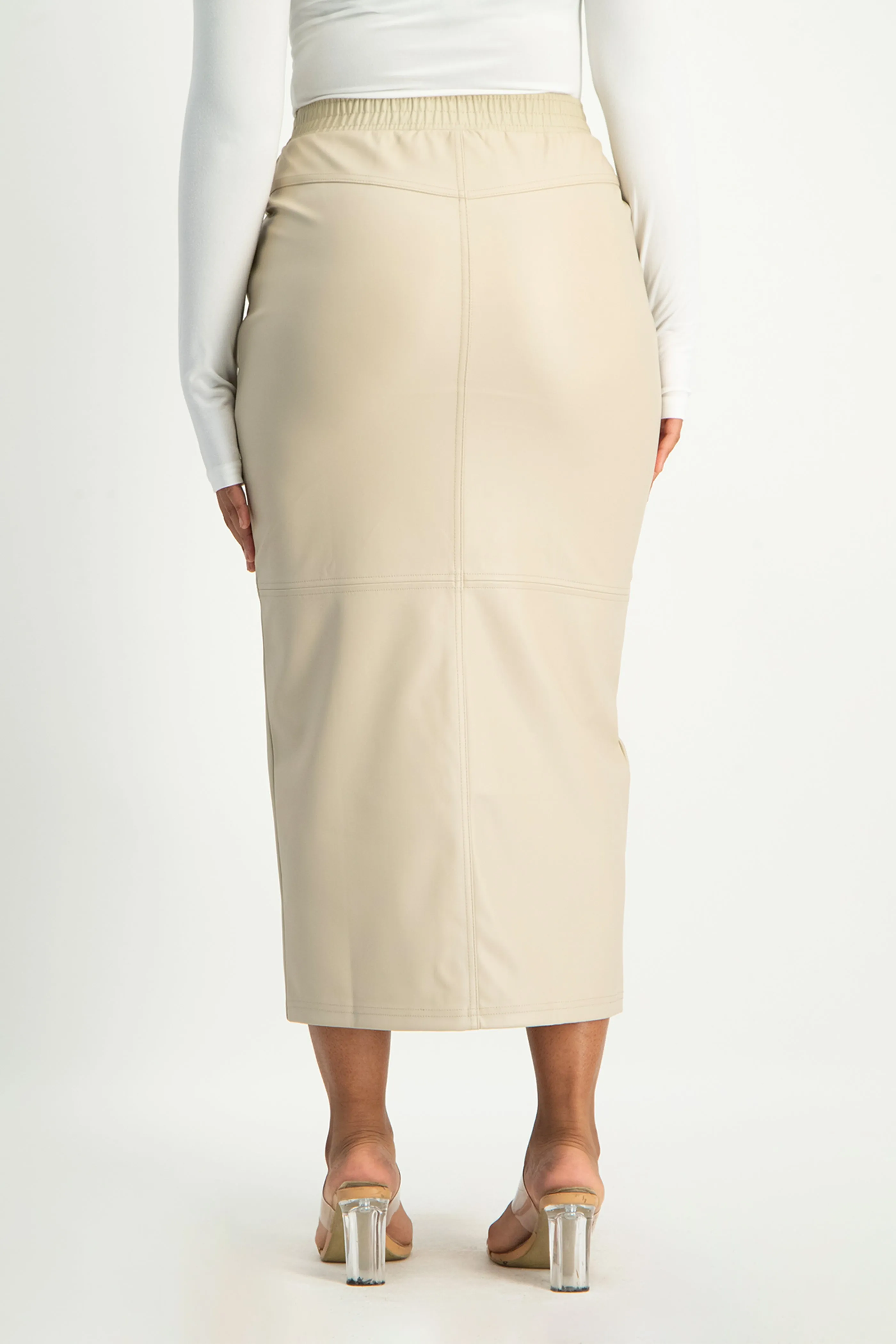 Tori Faux Leather Skirt - Ivory