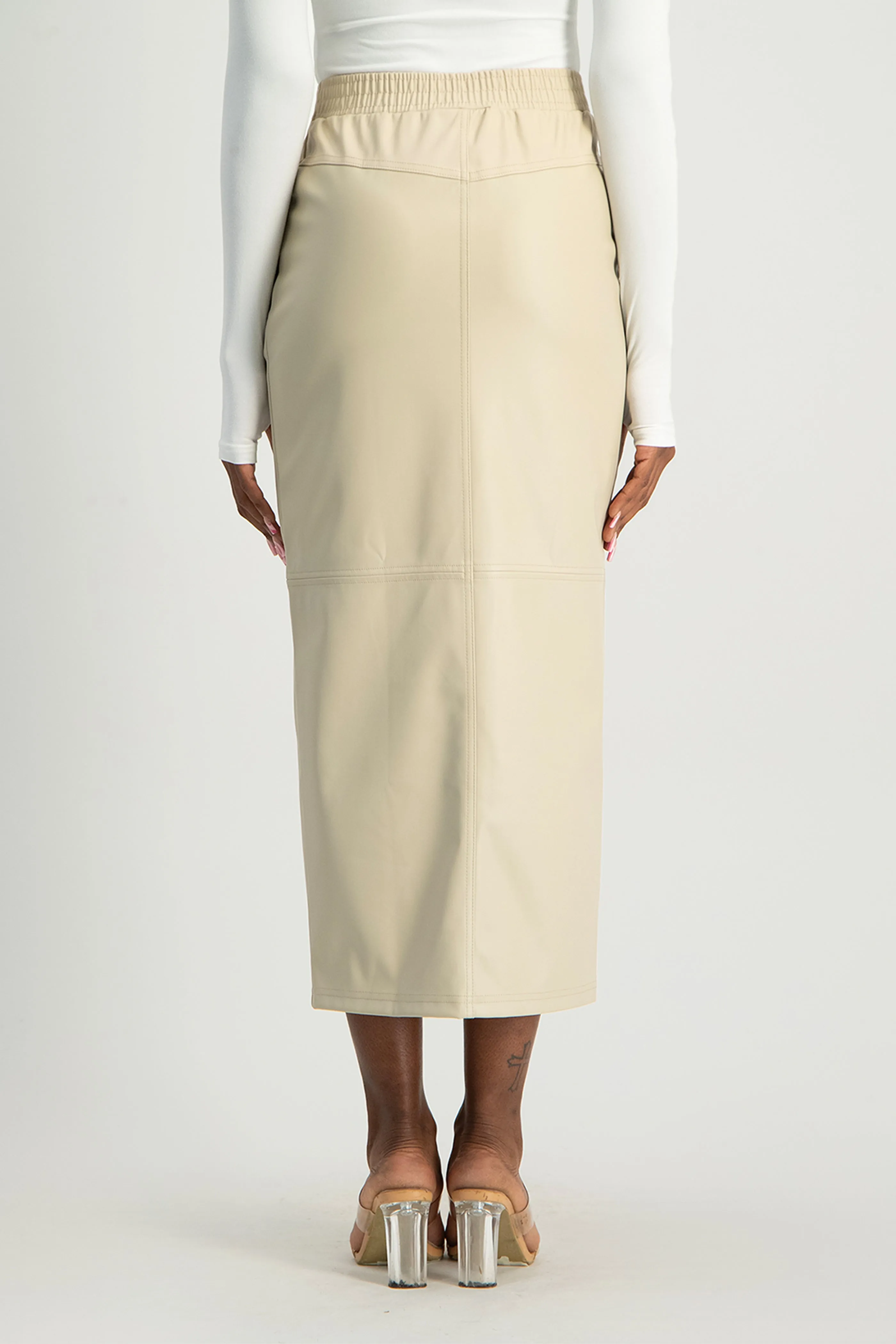 Tori Faux Leather Skirt - Ivory