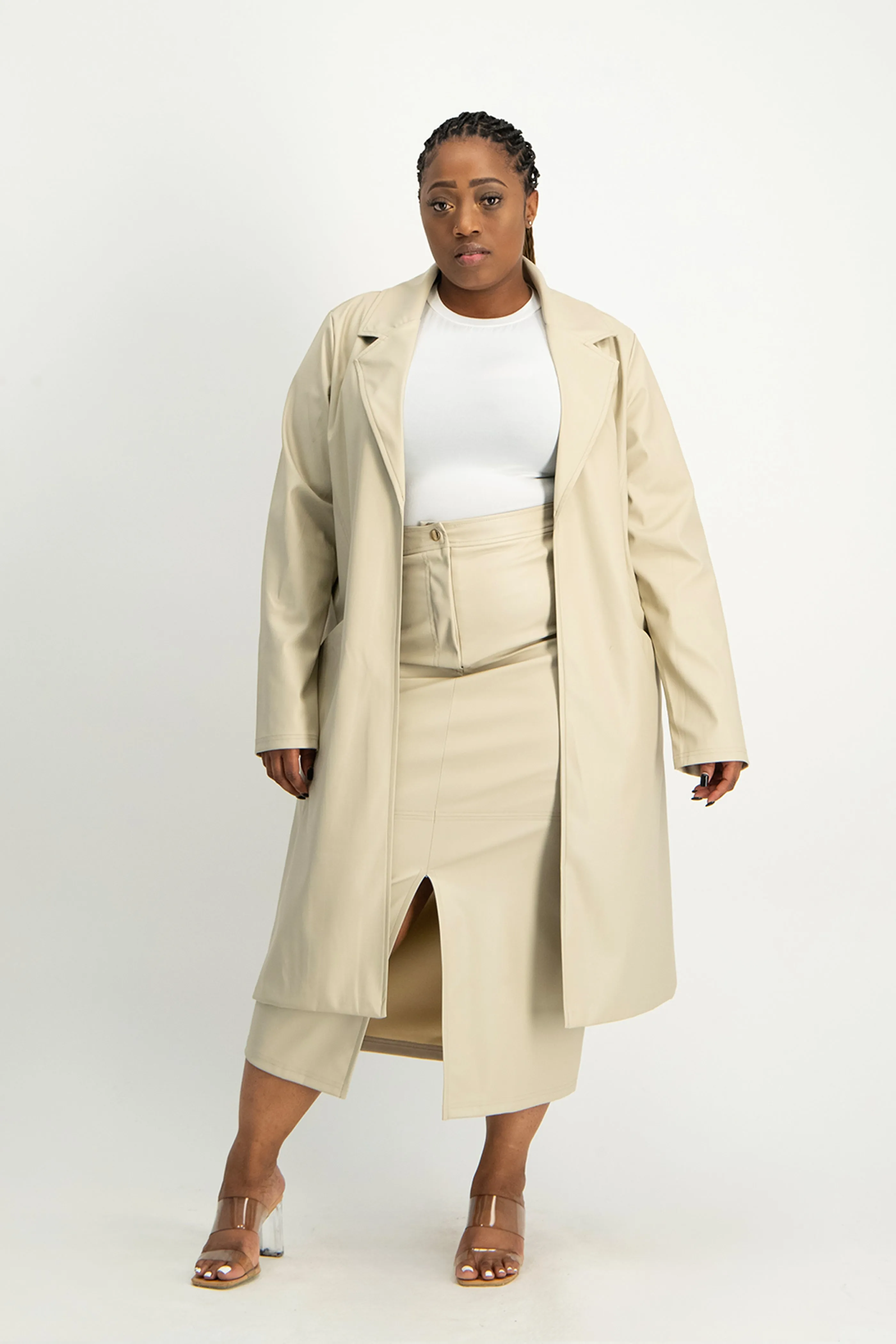 Tori Faux Leather Skirt - Ivory