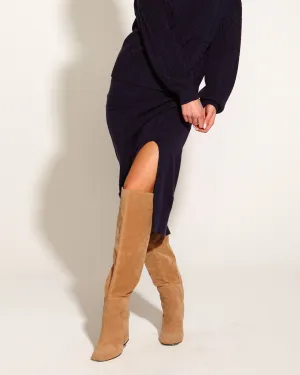 TREASURE MIDI KNIT SKIRT - NAVY