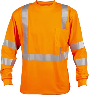 Type R, Class III, High-Visibility Orange Birdseye Mesh T-Shirt, Long Sleeve with Reflective Tape