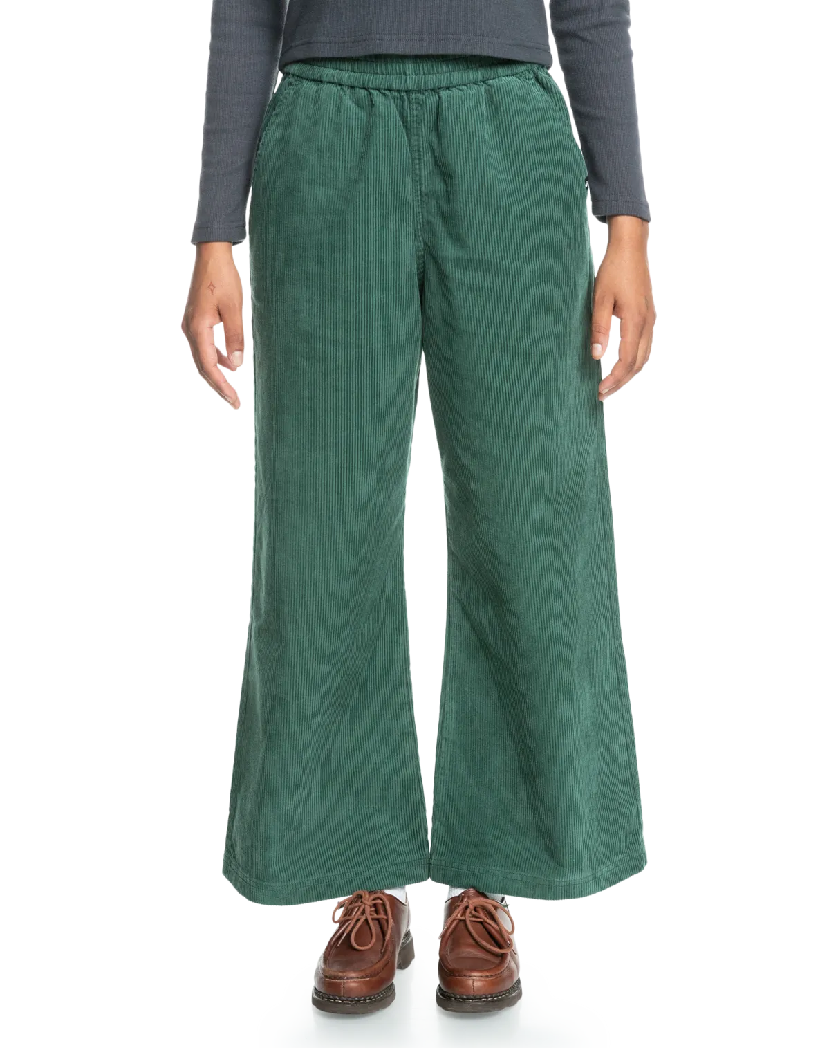 Uni Cord Elasticated Trousers in Forest