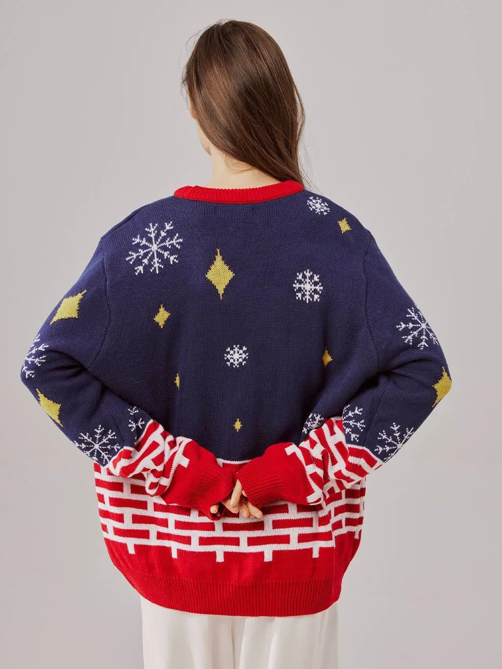 Unisex Knitted Embroidered Fishing Santa Ugly Christmas Sweater