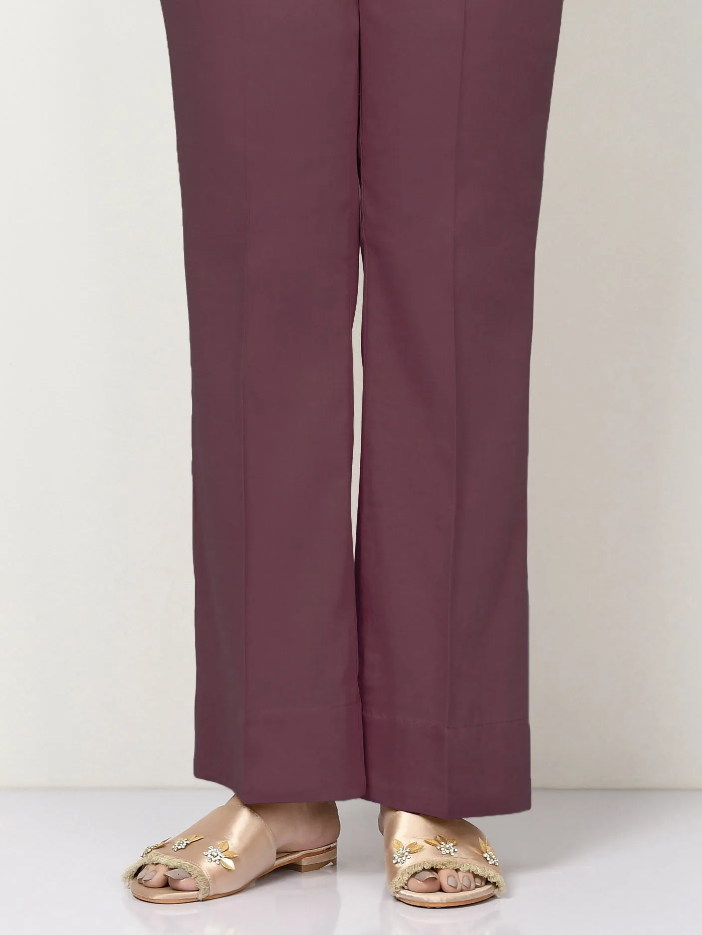 Unstitched Cambric Trouser - Plum