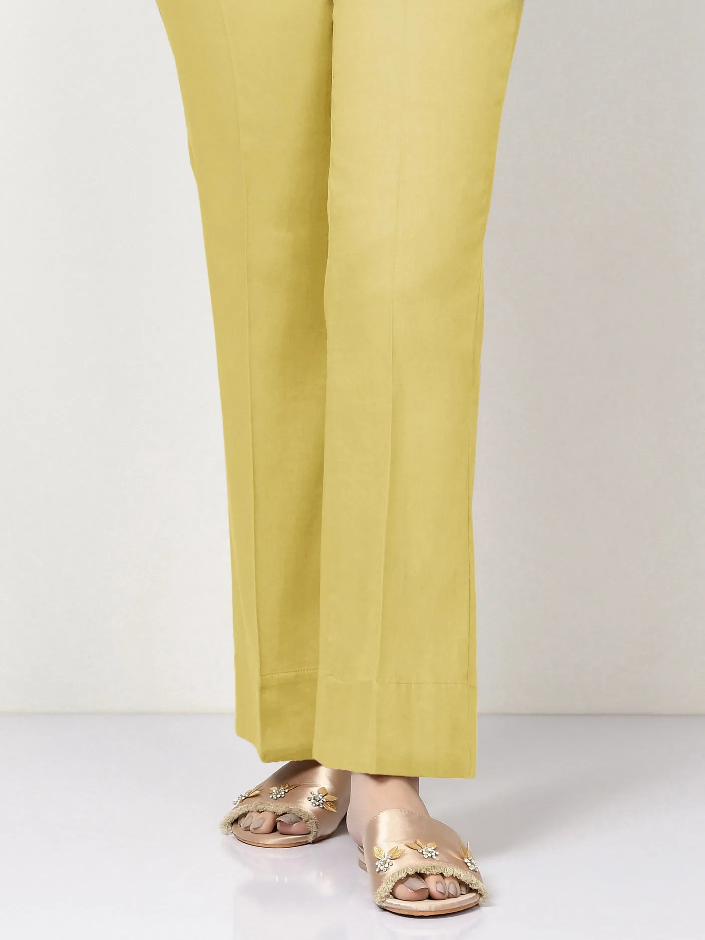 Unstitched Cambric Trouser -Yellow