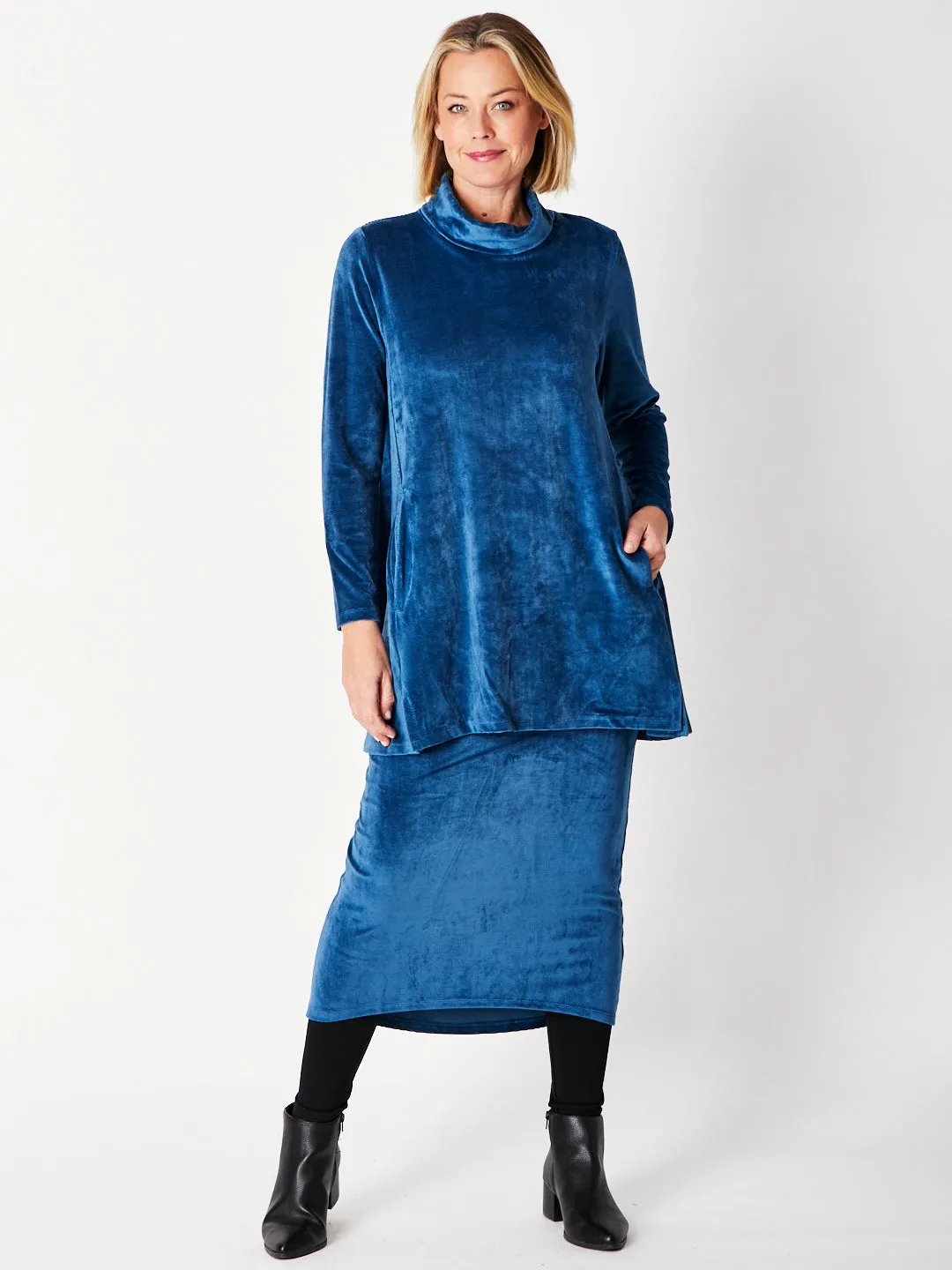 VELOUR HILO SKIRT - TEAL 29720 -SW