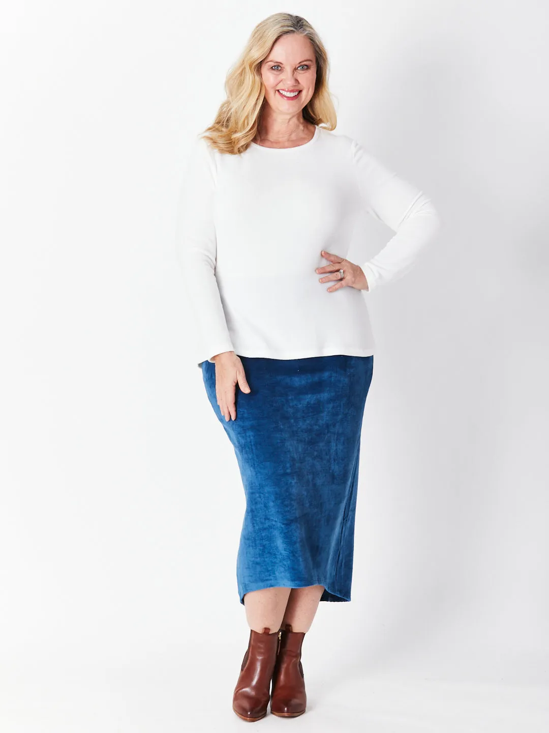 VELOUR HILO SKIRT - TEAL 29720 -SW