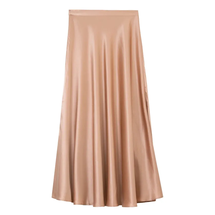 Victoria Silk Skirt Latte