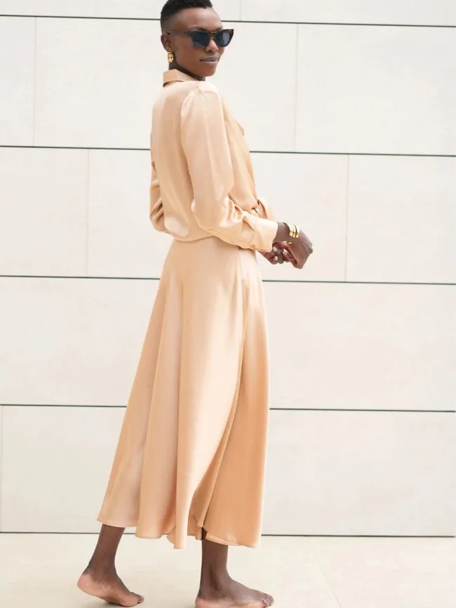 Victoria Silk Skirt Latte