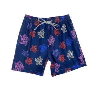 Vilebre Beach Fashion Wear Tortoise Pattern Casual Short Pants-Navy Blue