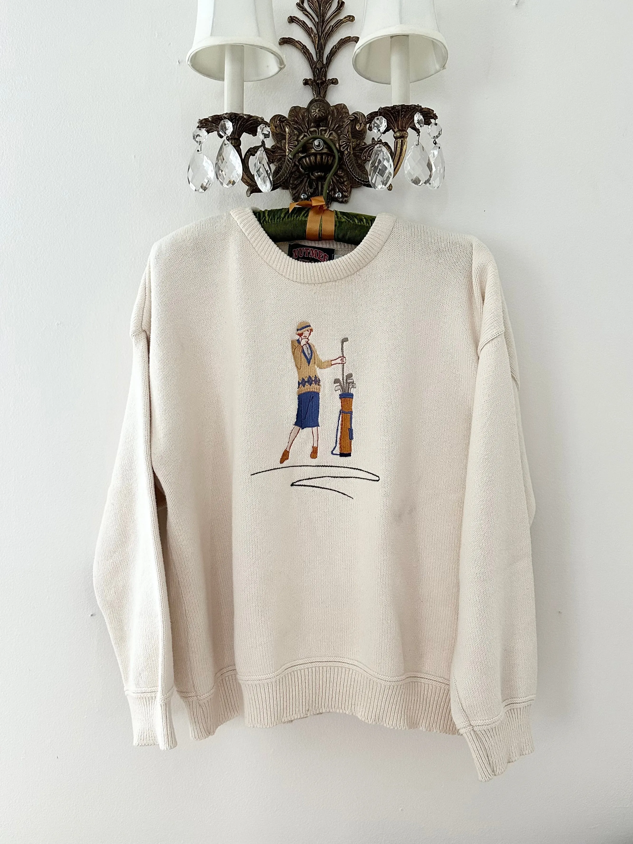 Vintage 1920s Style Woman Golf Sweater (XL)