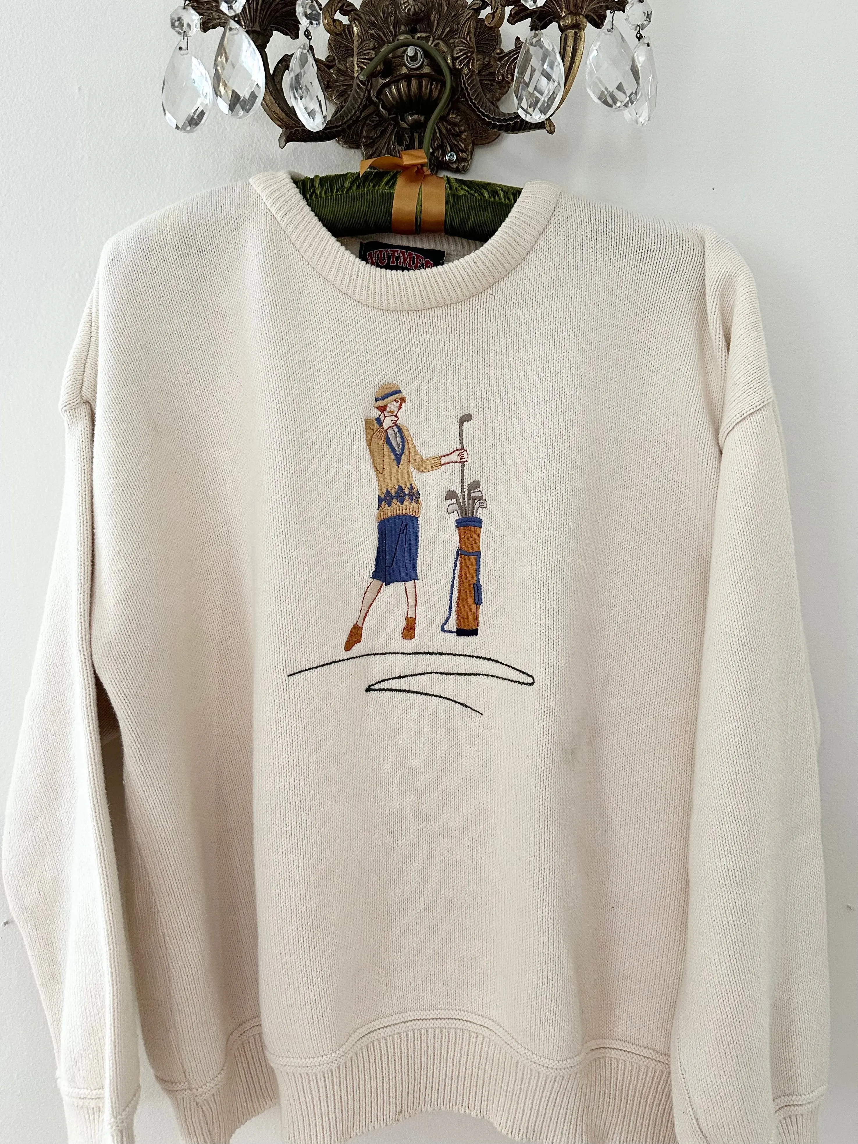 Vintage 1920s Style Woman Golf Sweater (XL)