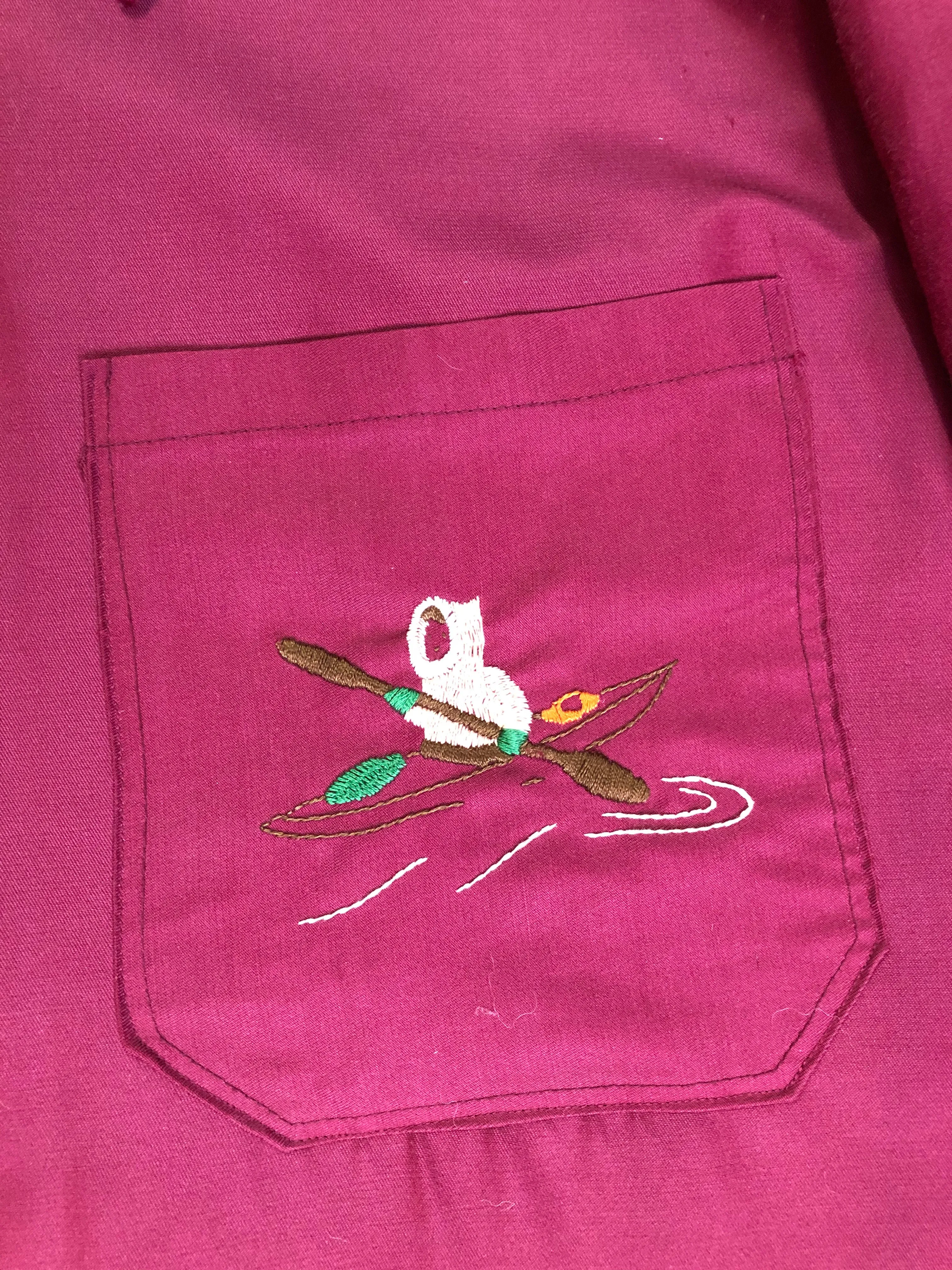 Vintage Pink Northern Parka with Kayak Motif, Made in Canada