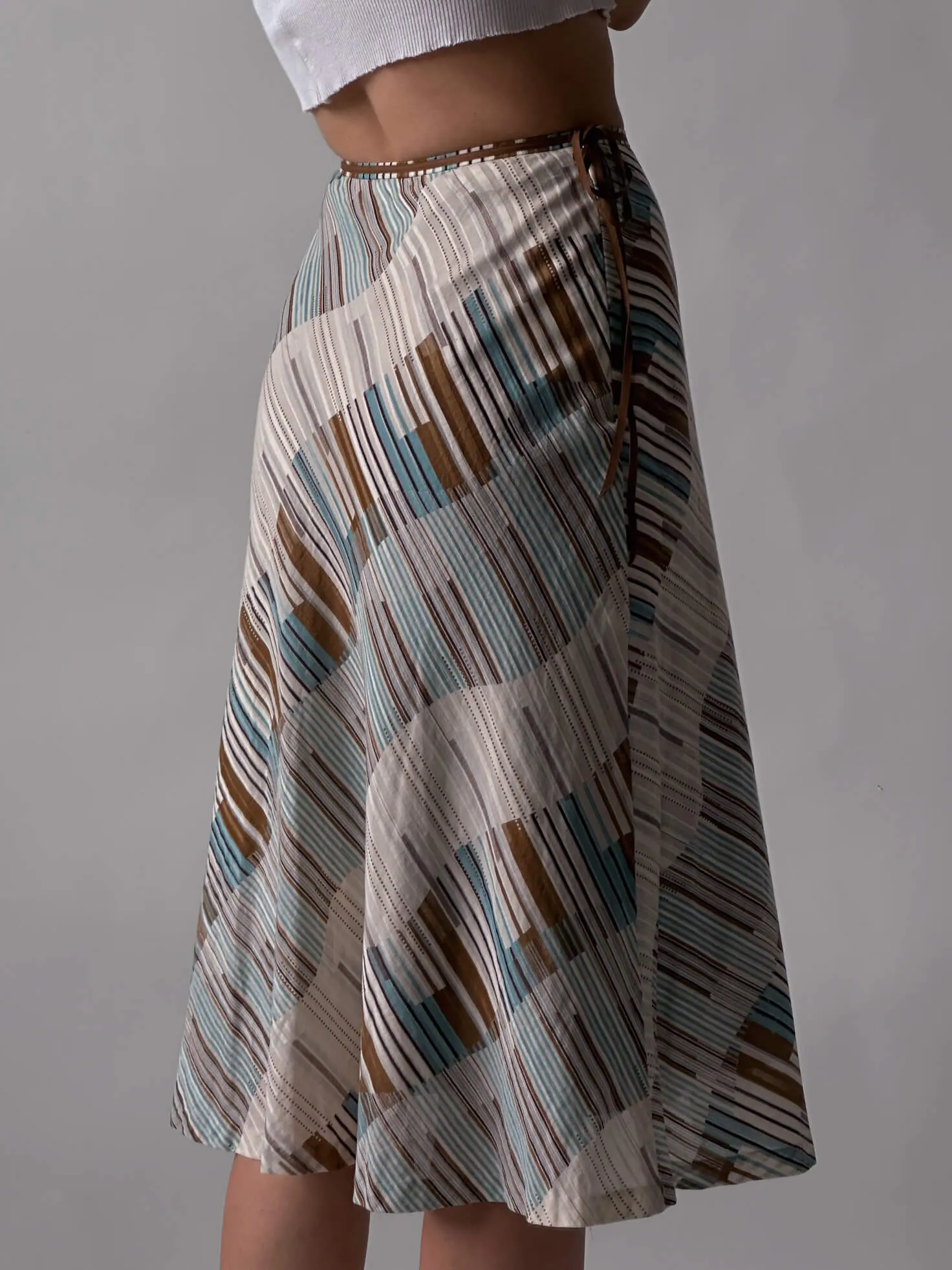Vintage Printed Cotton Skirt | XS