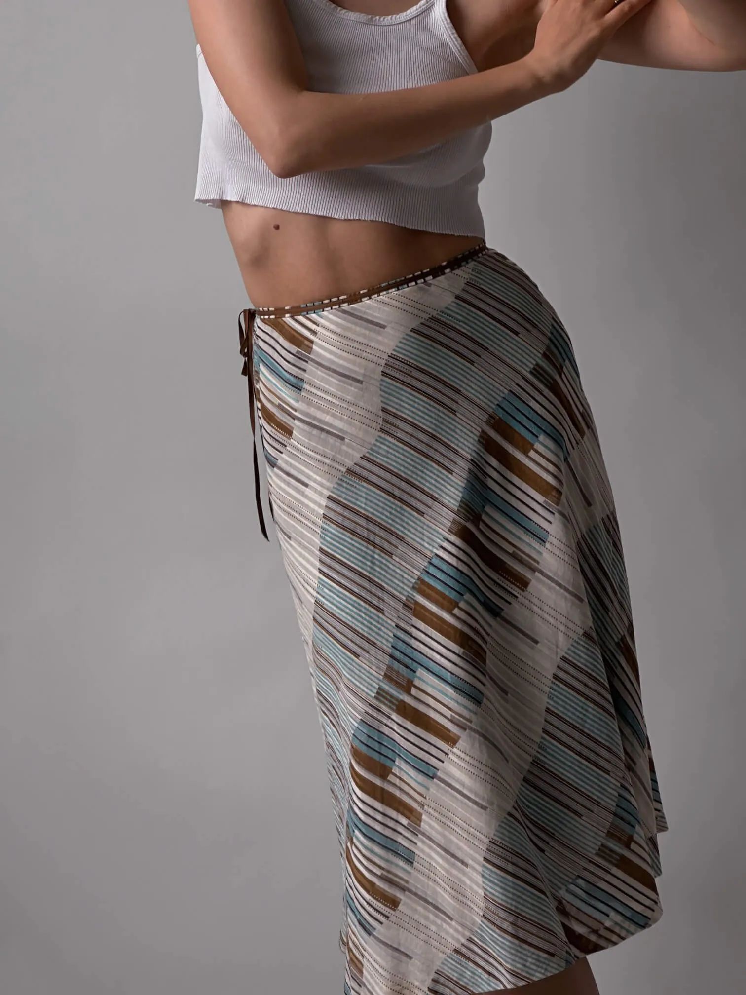 Vintage Printed Cotton Skirt | XS