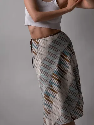 Vintage Printed Cotton Skirt | XS