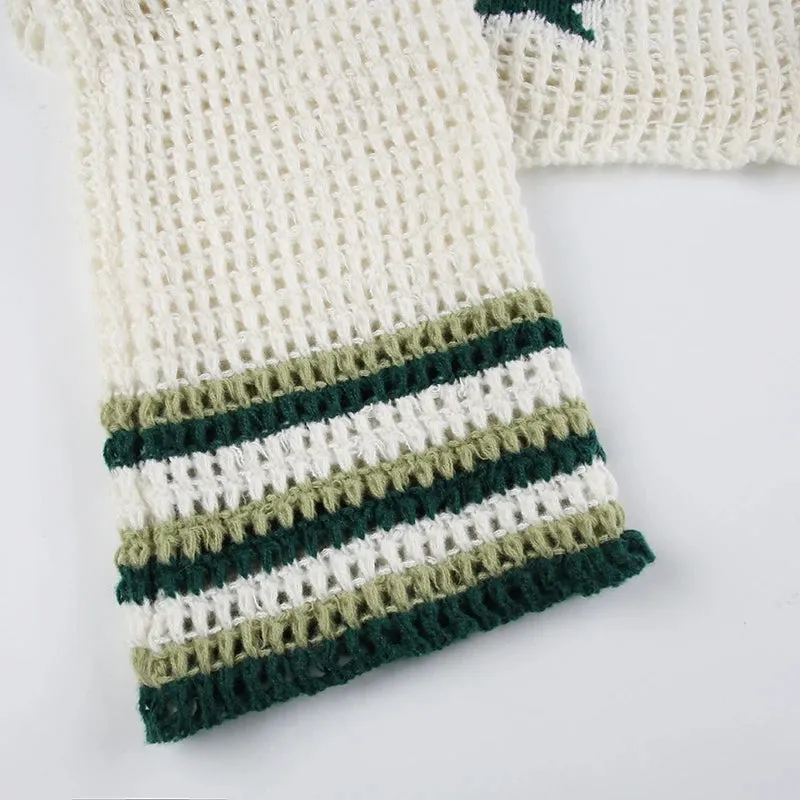 Vintage Stripe Star Knit Crop Top