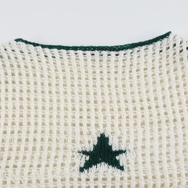 Vintage Stripe Star Knit Crop Top