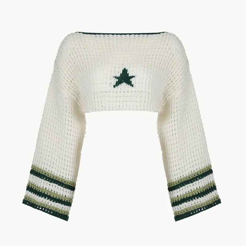 Vintage Stripe Star Knit Crop Top
