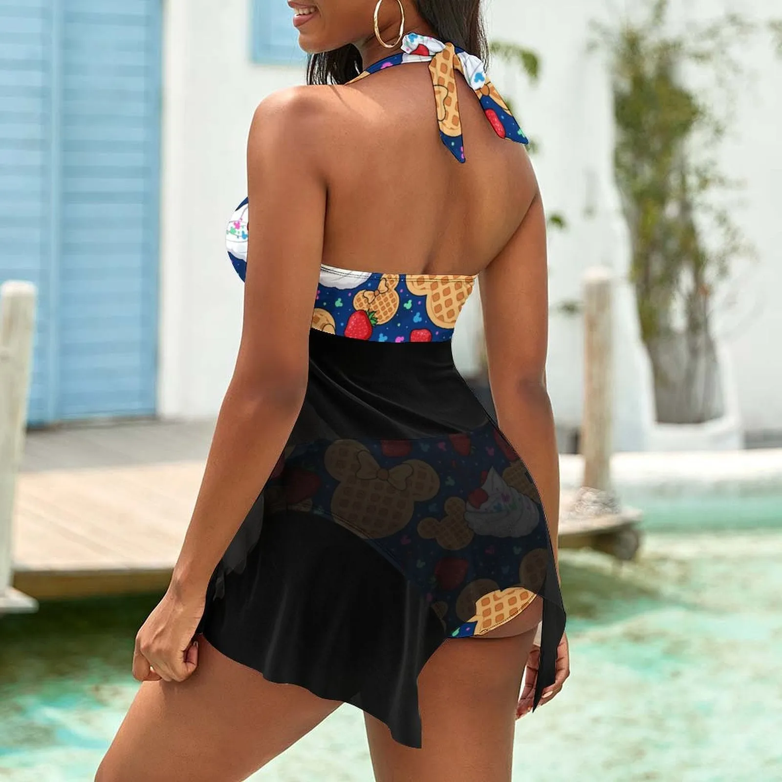 Waffles Women's Split Skirt Swimsuit
