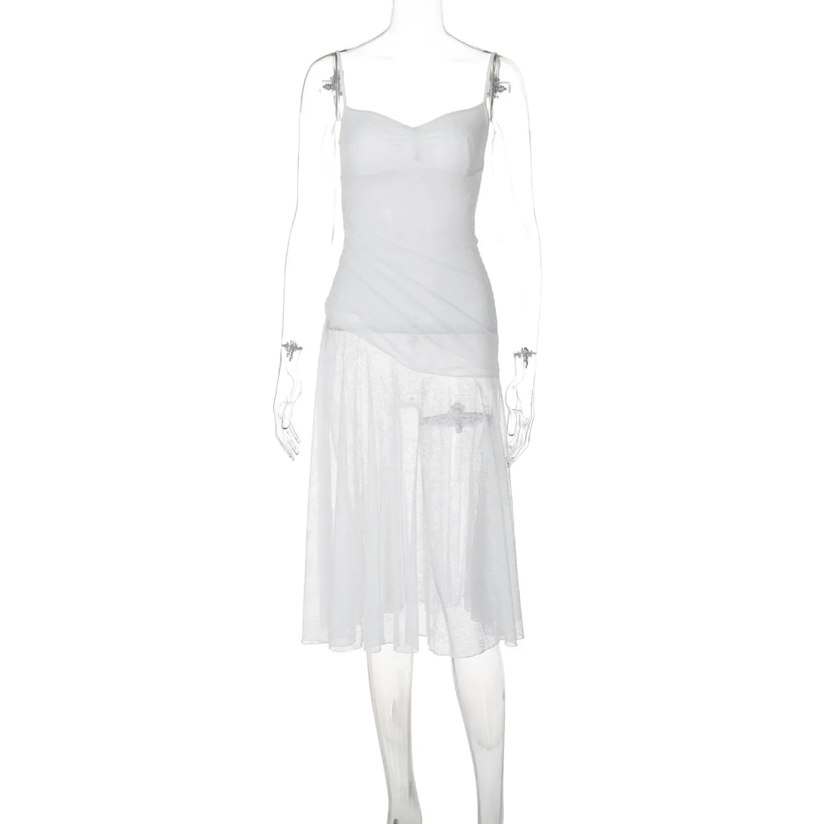 Wenkouban-Christmas Outfits New Year's Eve Dress Night Out Club Dresses cute winter outfits Aisling See-Through Lace Midi Dress