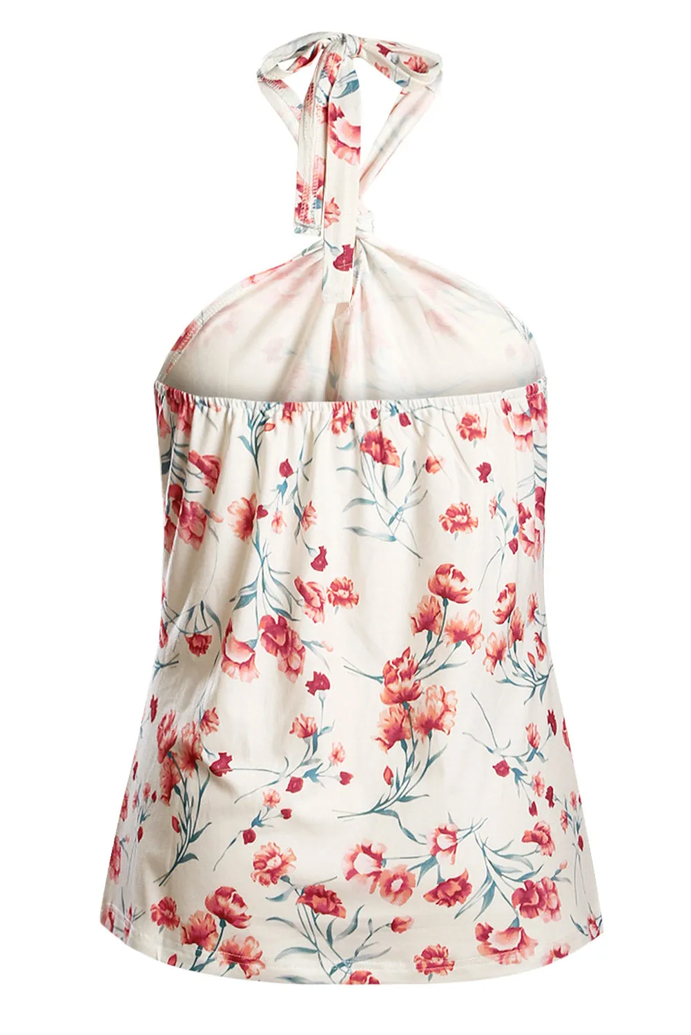 White Boho Print Halter Tank Top