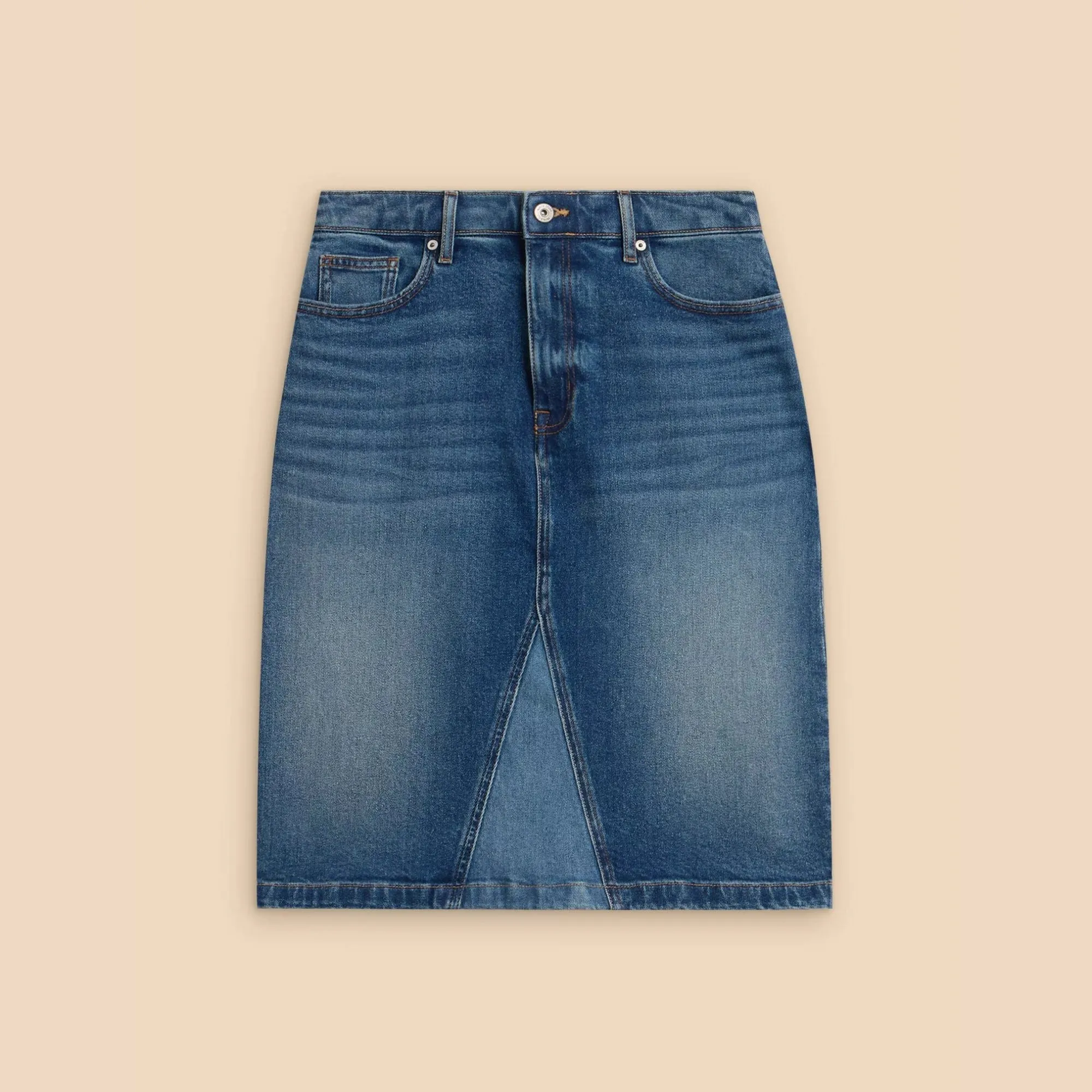 White Stuff Jemma Denim Skirt in Mid Denim