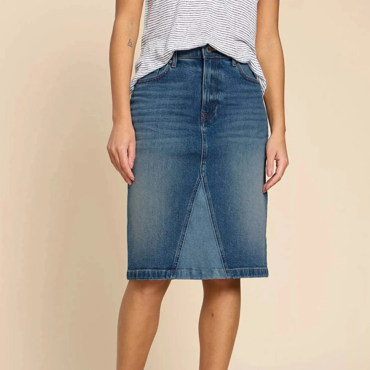 White Stuff Jemma Denim Skirt in Mid Denim
