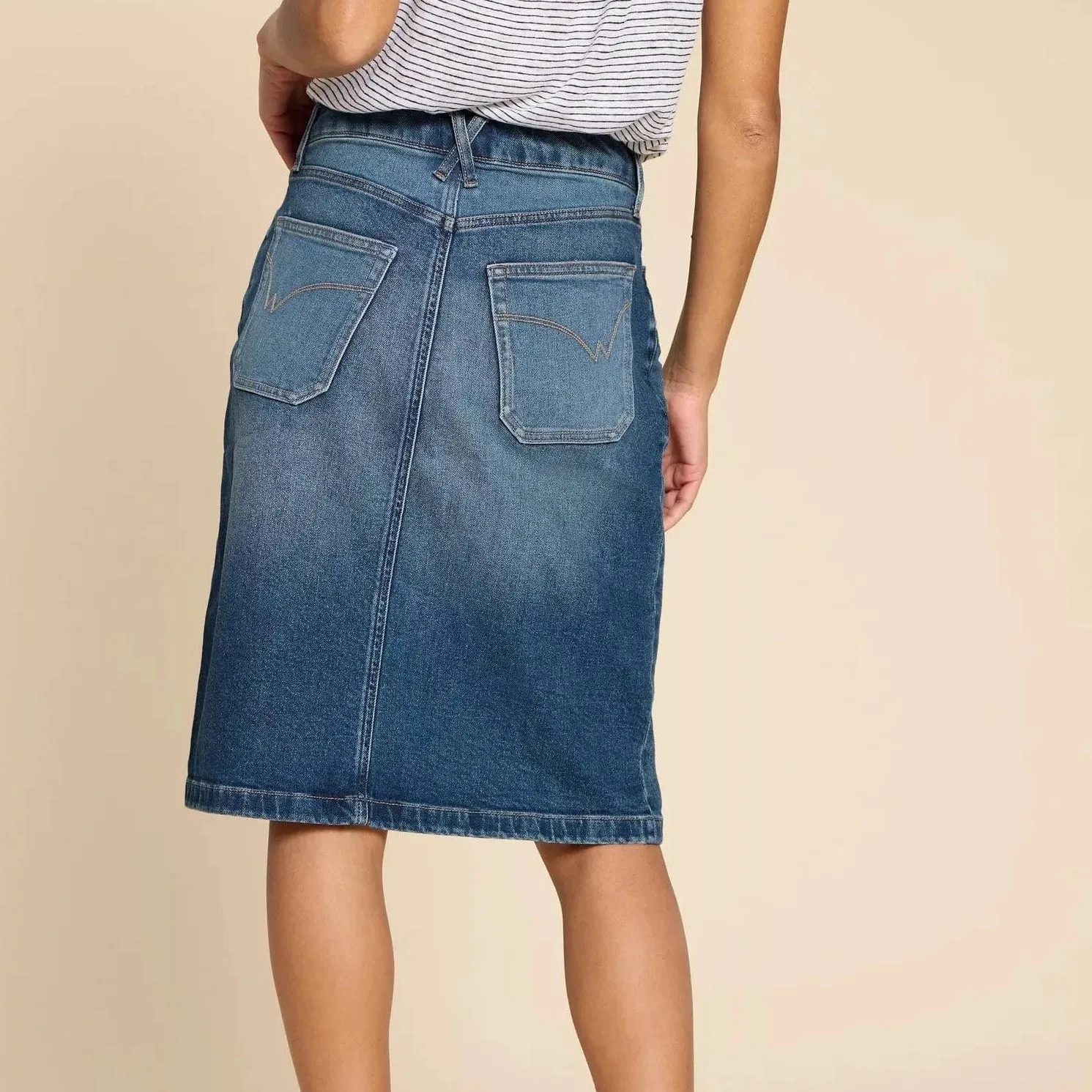 White Stuff Jemma Denim Skirt in Mid Denim