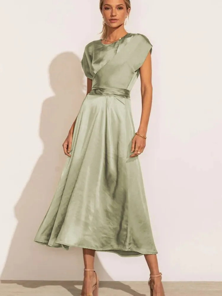 Women Clothing 2023 New Summer Fashion Sexy Dress Lace Up Waist Long Dresses Wedding Party Evening Dress Fancy Women's Dress