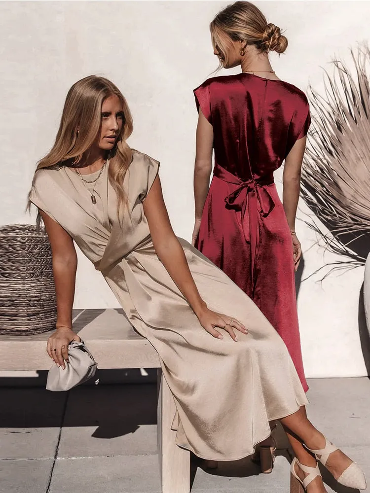 Women Clothing 2023 New Summer Fashion Sexy Dress Lace Up Waist Long Dresses Wedding Party Evening Dress Fancy Women's Dress