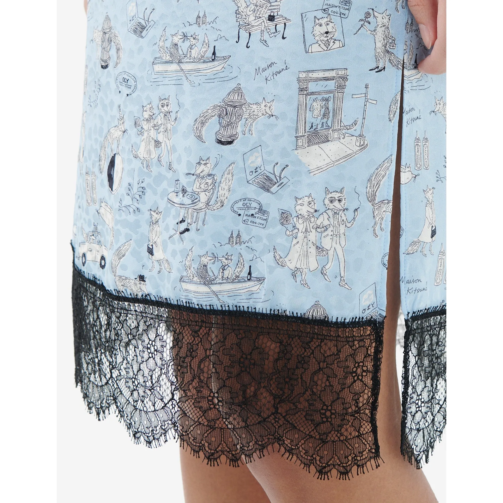 Women Oly Slip Silk Skirt - Baby Blue Design