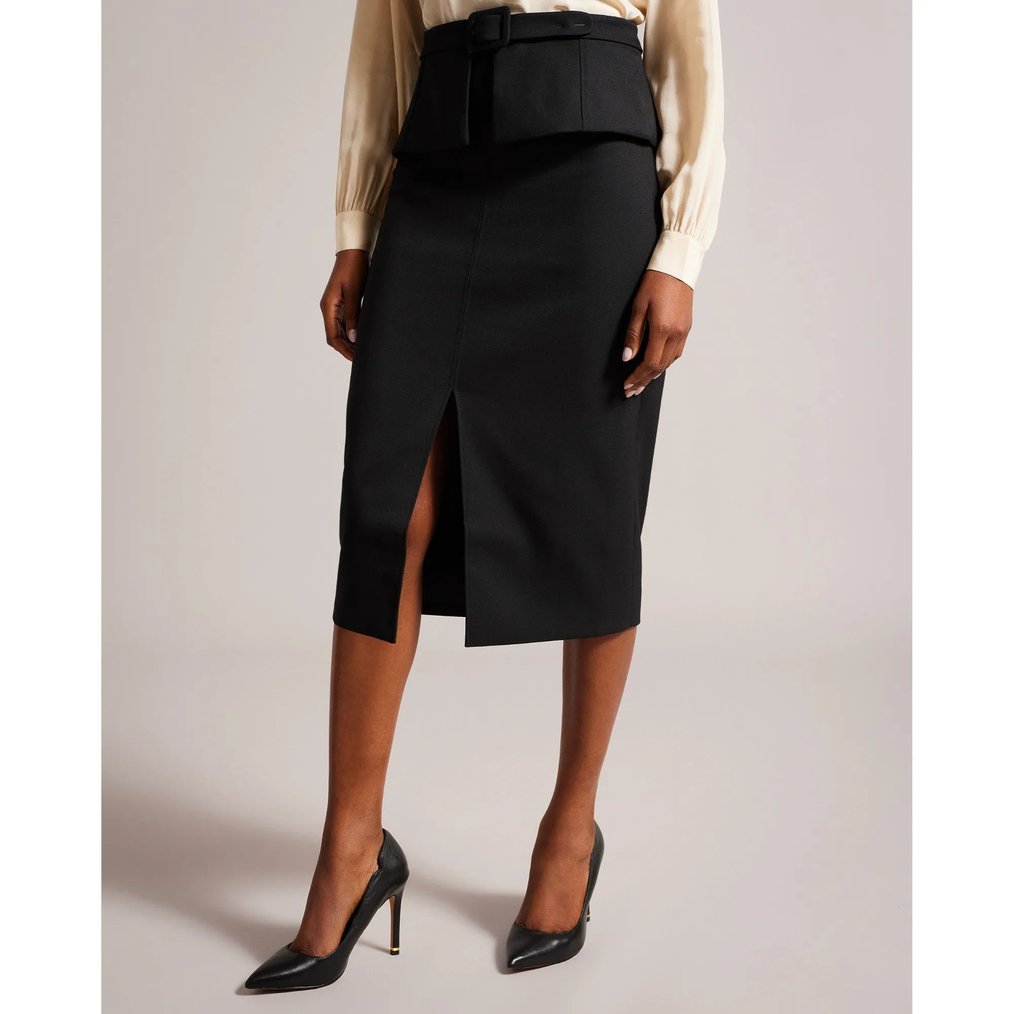 Women Wms-Floreei-Slimline Midi Skirt - Black