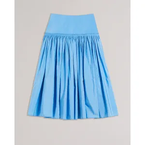 Women Wms-Patrika-Corrugated Dropped Waist Pleat Midi Skirt - Lt-Blue