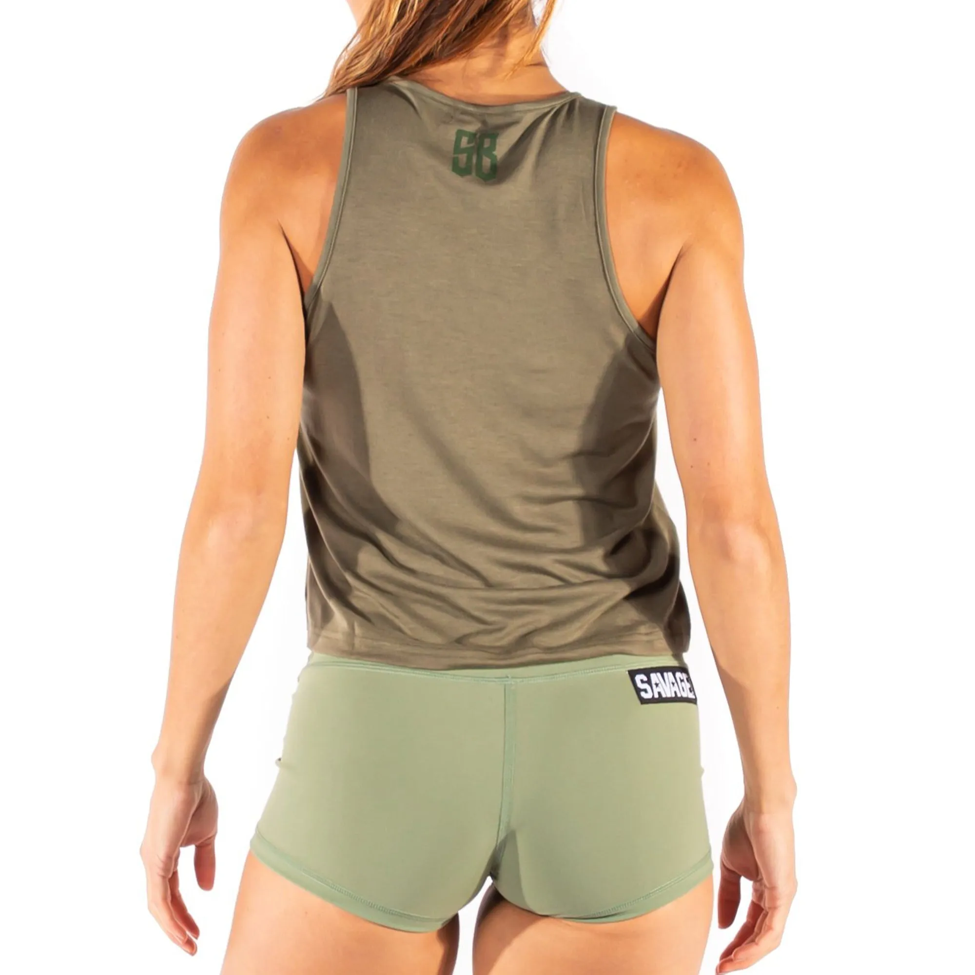Women's Crop Racerback Tank - Dusty Olive