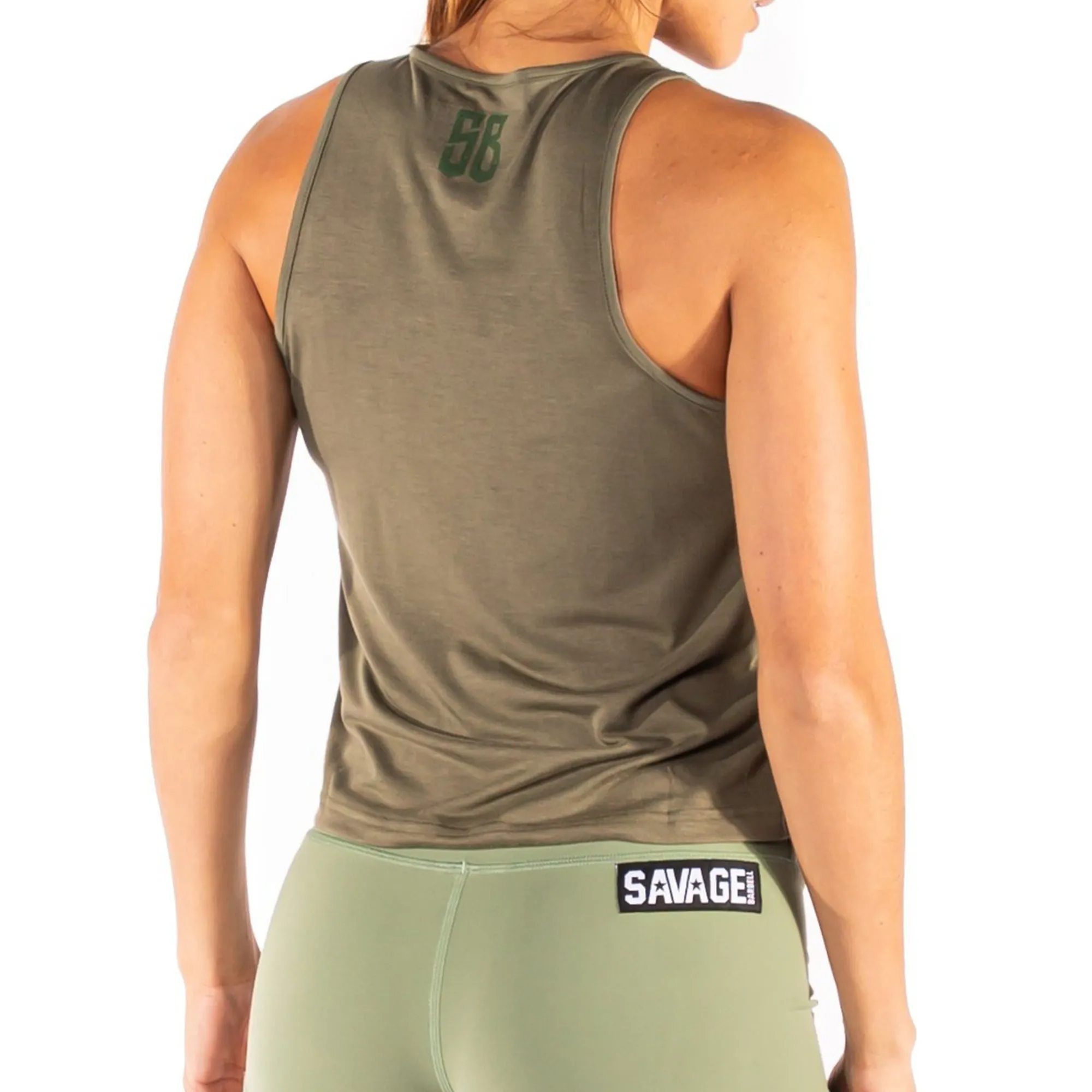 Women's Crop Racerback Tank - Dusty Olive