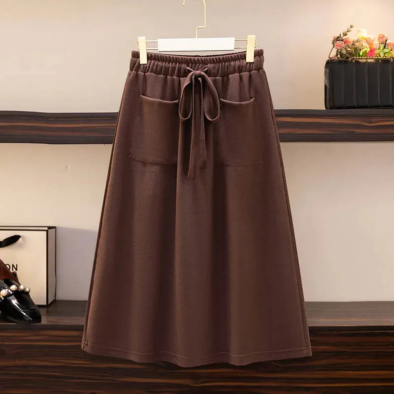 Women's Elastic Drawstring Fashion Designer 5-9XL Midi Skirts (Plus Size)