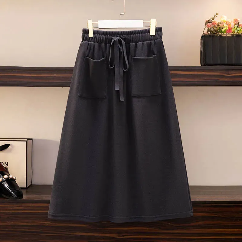 Women's Elastic Drawstring Fashion Designer 5-9XL Midi Skirts (Plus Size)