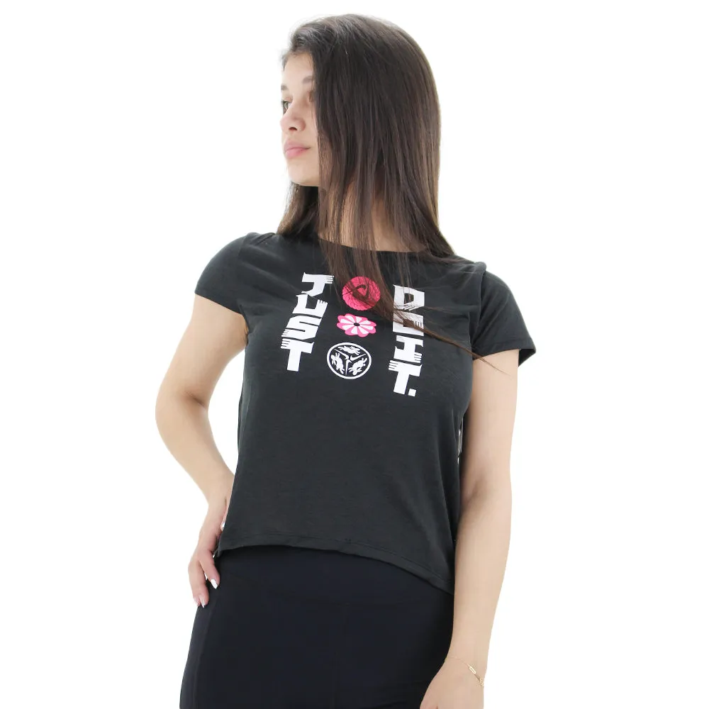 Women's Graphic Running Top,Black