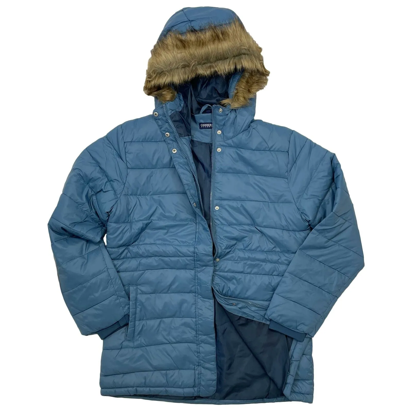 Womens Long Faux Fur Padded Parka Coat